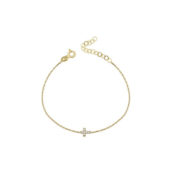 14K DIAMOND CROSS BRACELET