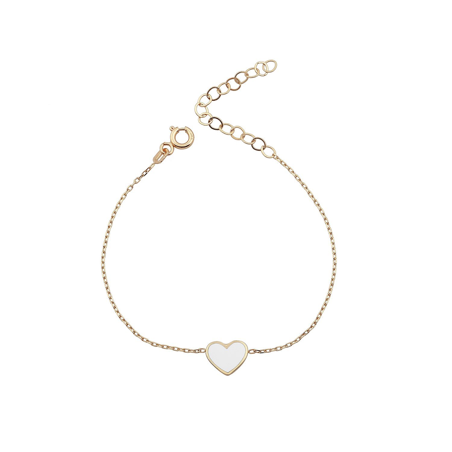 14K ENAMEL HEART BRACELET