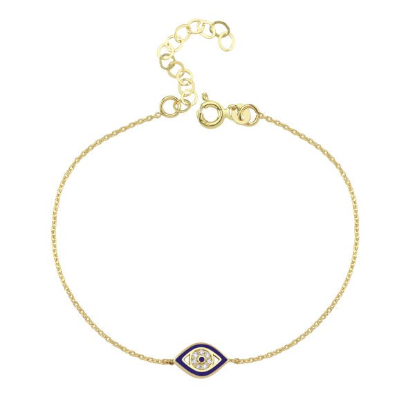 14K ENAMEL EVIL EYE DIAMOND BRACELET