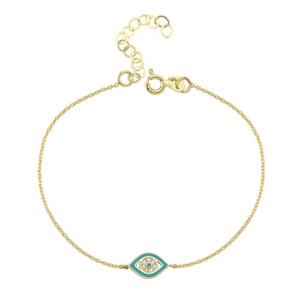 14K ENAMEL EVIL EYE DIAMOND BRACELET