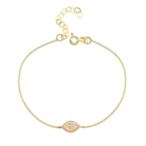 14K ENAMEL EVIL EYE DIAMOND BRACELET