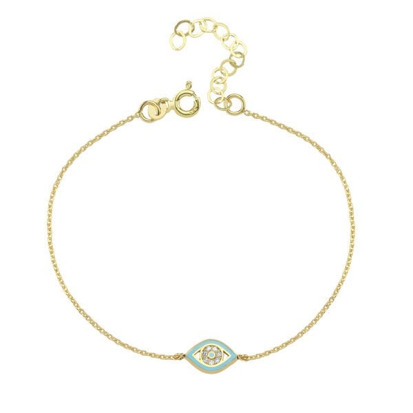 14K ENAMEL EVIL EYE DIAMOND BRACELET