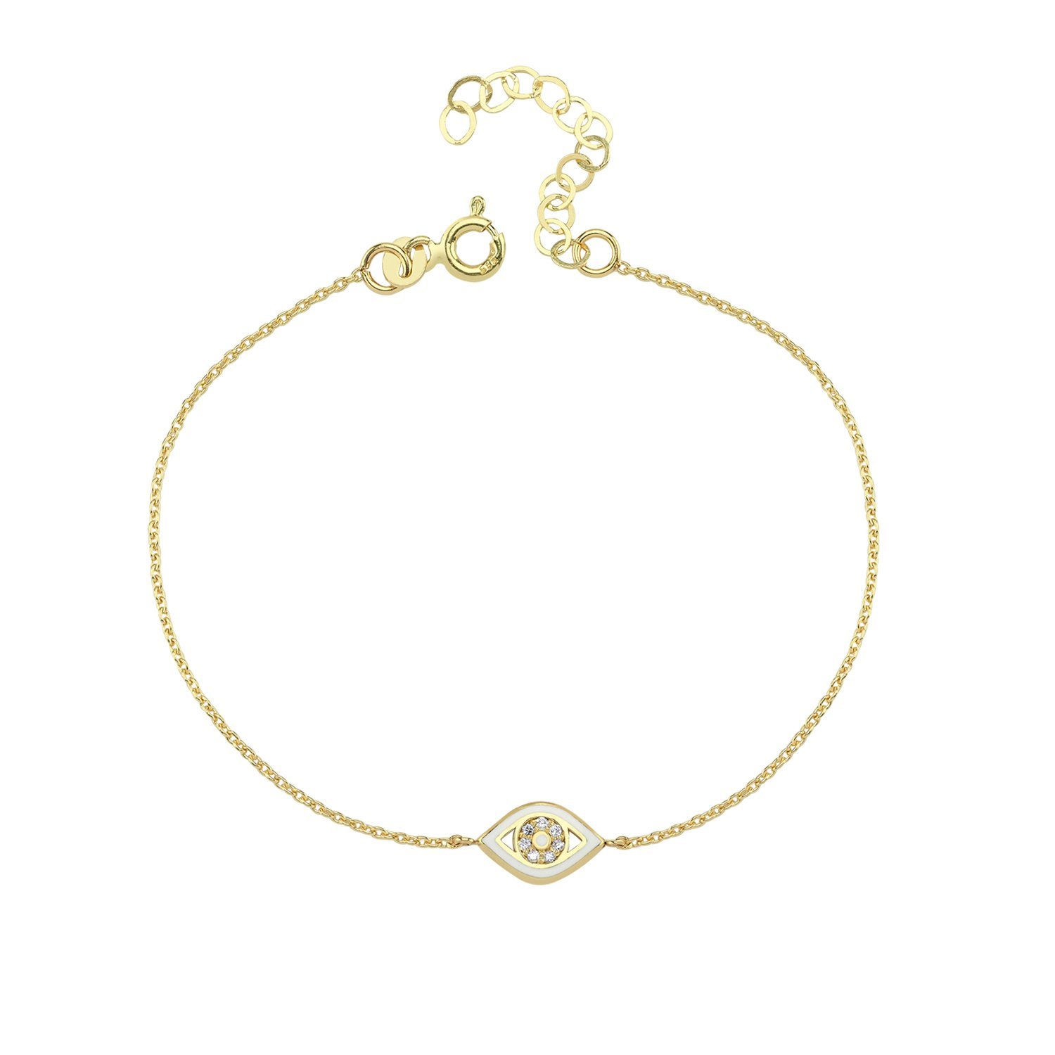 14K ENAMEL EVIL EYE DIAMOND BRACELET