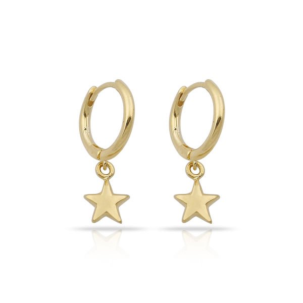 14K STAR IN HUGGIE EARRINGS