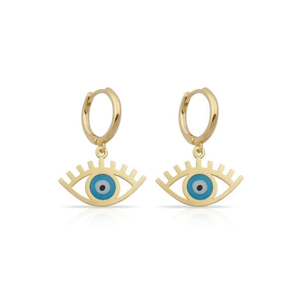 14K EVIL EYE IN HUGGIE EARRINGS