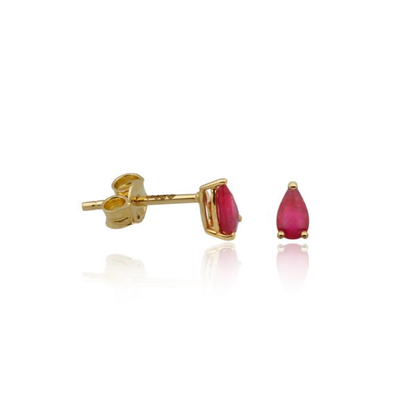 14K RUBY DROP STONE STUD EARRINGS
