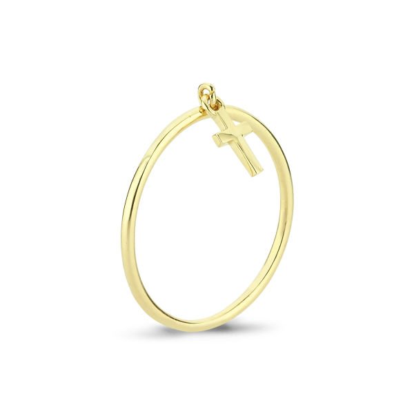 14K CROSS CHARM RING