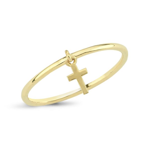 14K CROSS CHARM RING