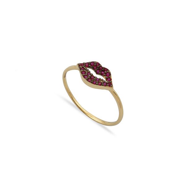 14K RUBY LIPS RING