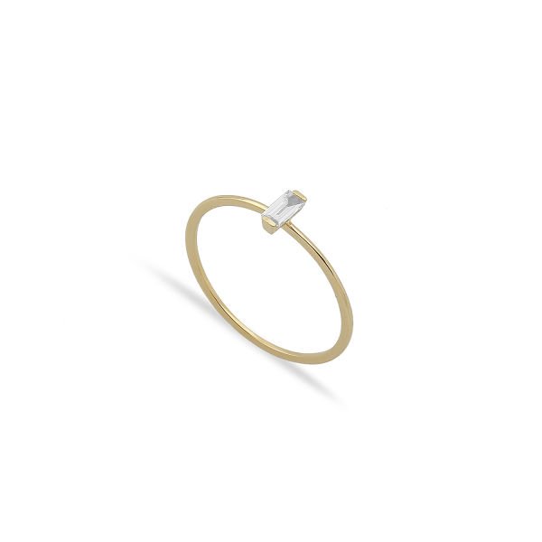 14K BAGUETTE DIAMOND STONE RING