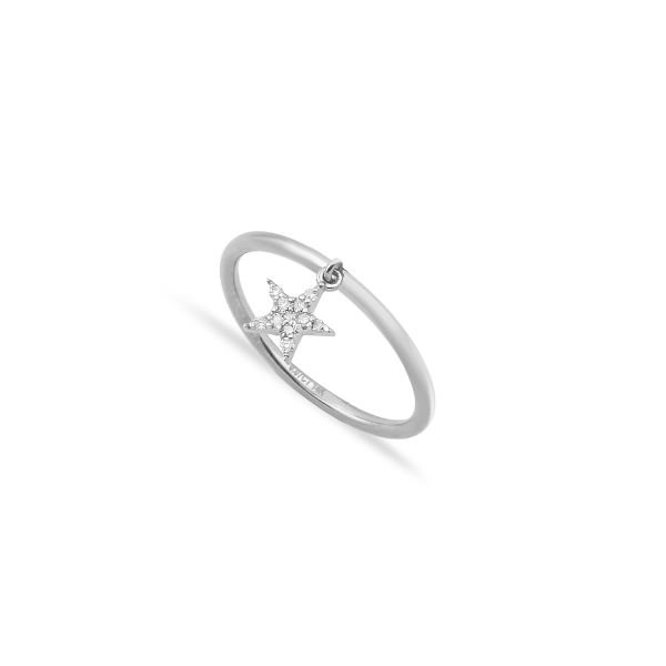 14K DIAMOND STAR CHARM RING