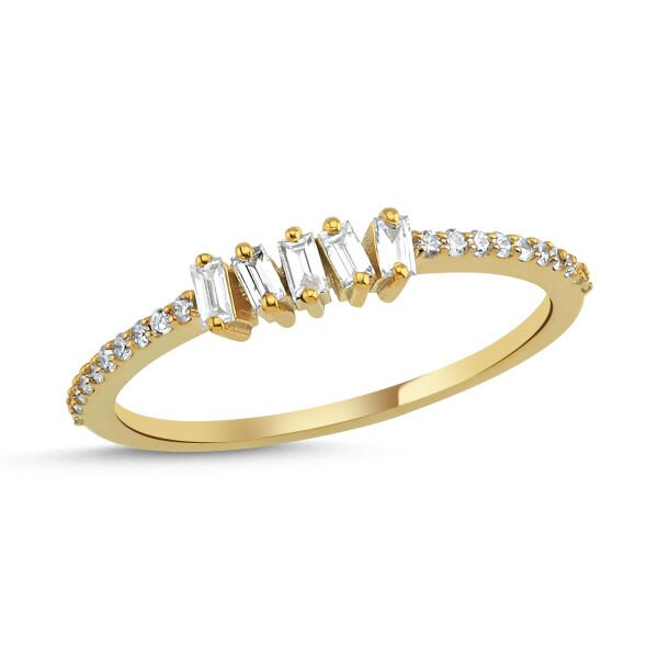 14K BAGUETTE DIAMOND STONE SMALL RING