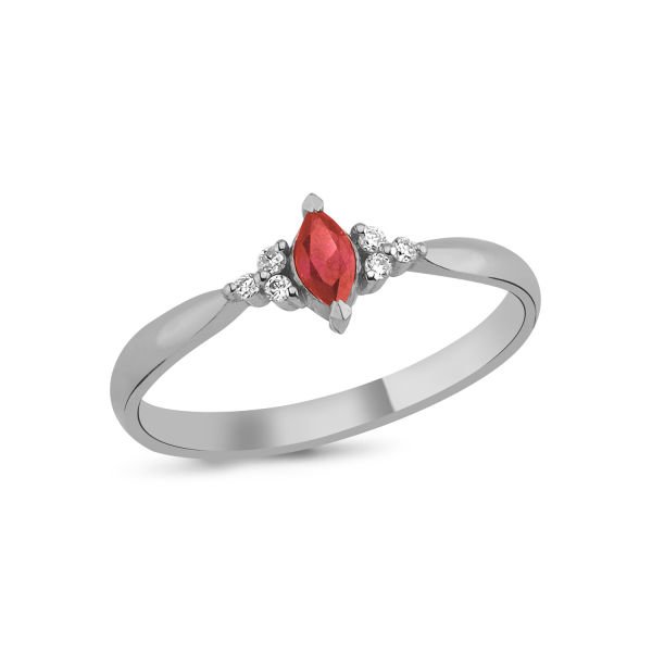 14K RUBY MARQUISE DIAMOND RING