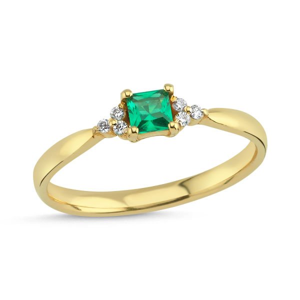 14K EMERALD DIAMOND RING