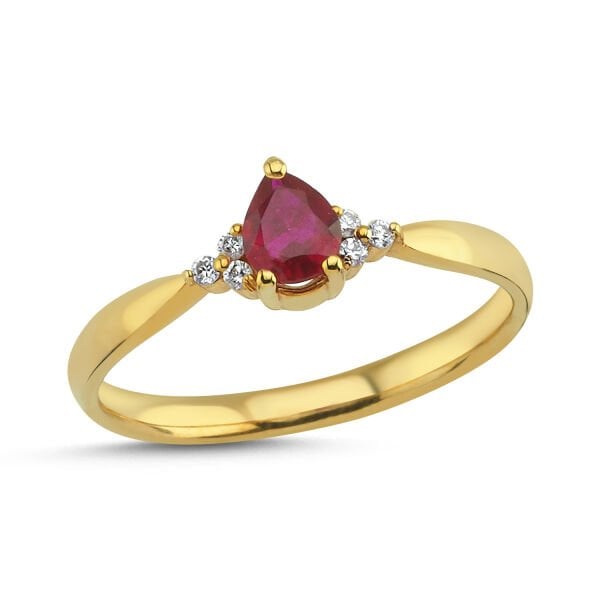 14K DROP RUBY STONE DIAMOND RING