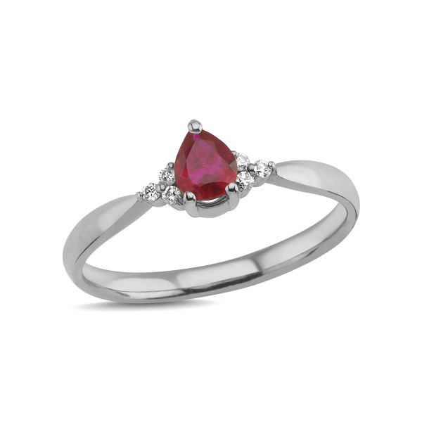 14K DROP RUBY STONE DIAMOND RING