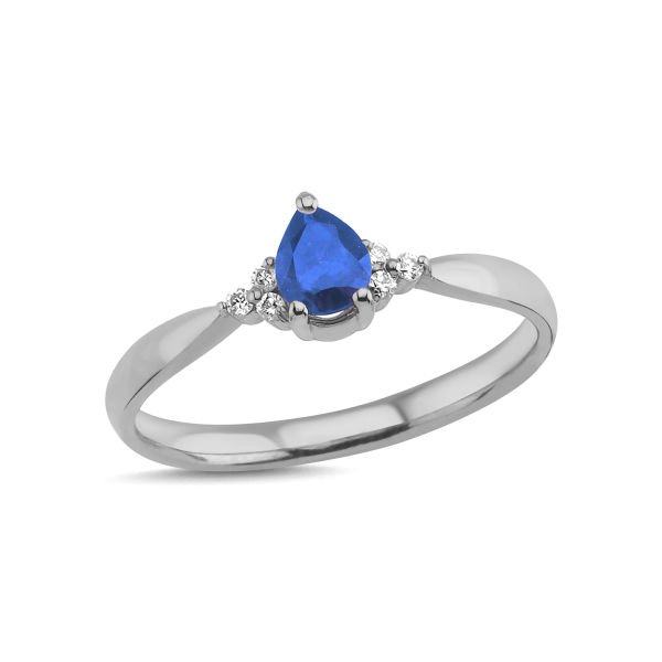 14K DROP SAPPHIRE STONE DIAMOND RING