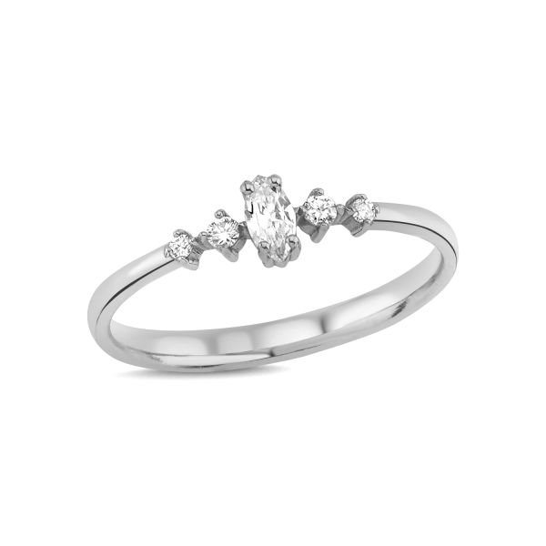 14K MARQUISE & ROUND DIAMOND RING
