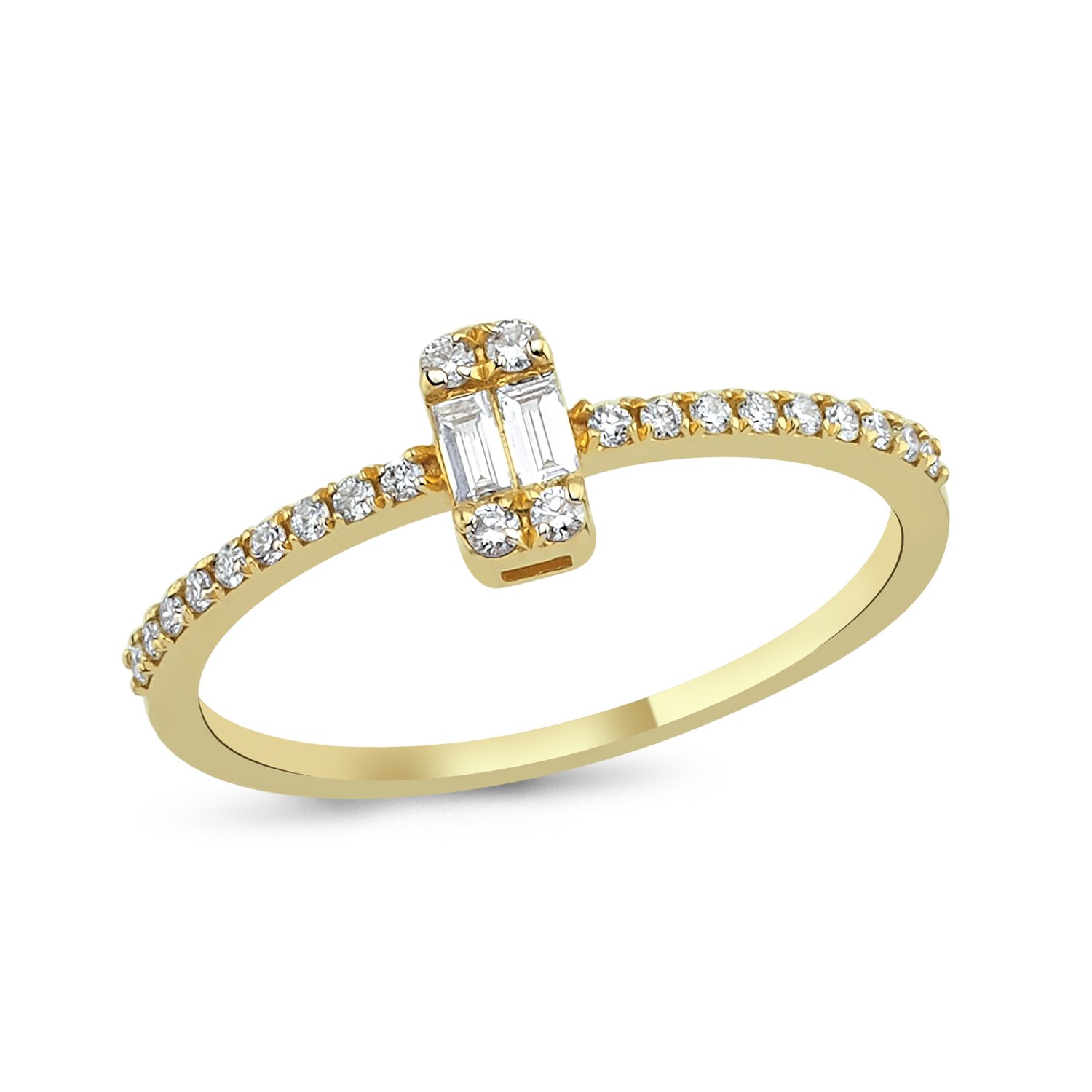 14K BAGUETTE & ROUND DIAMOND RING