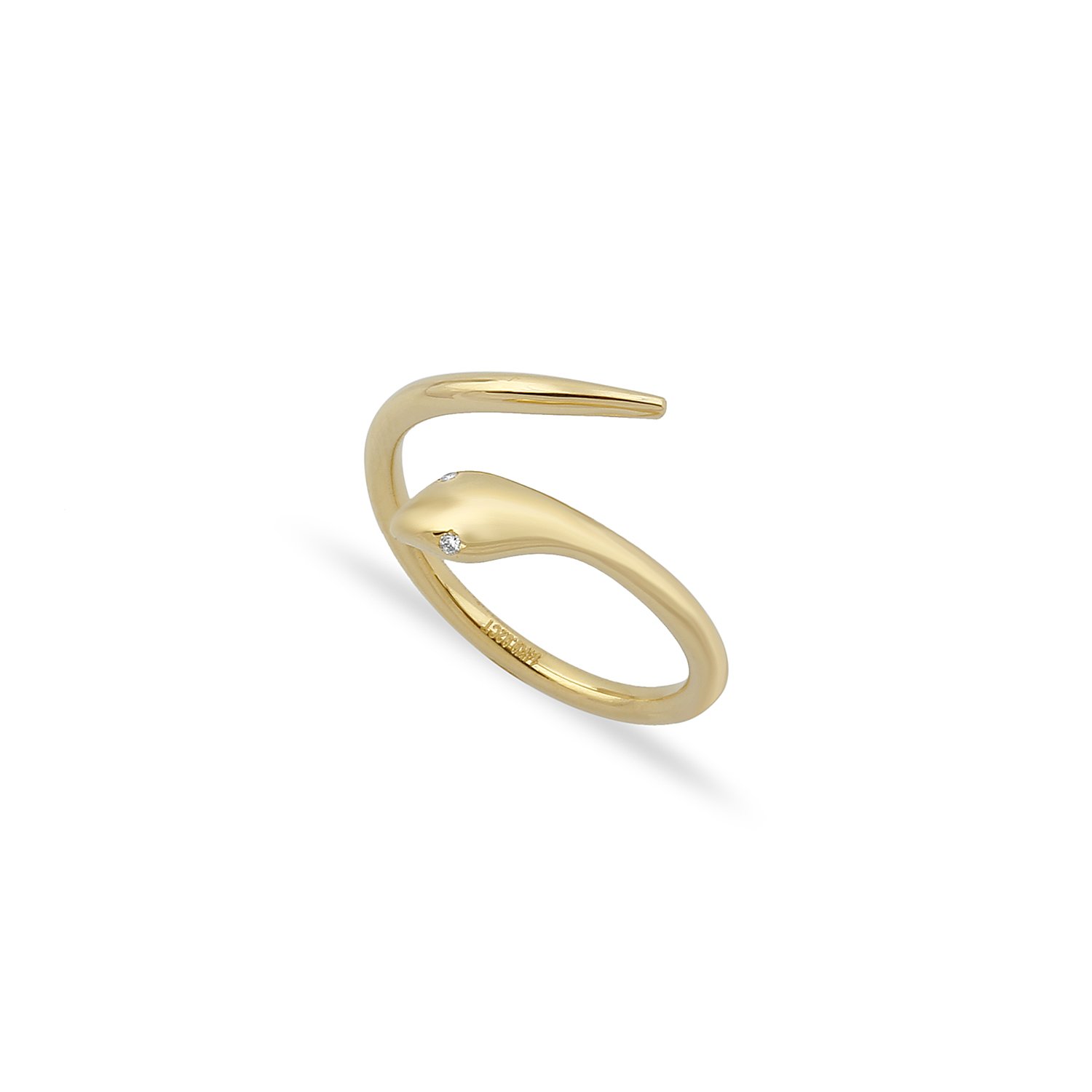 14K DIAMOND EYE SNAKE ADJUSTABLE RING