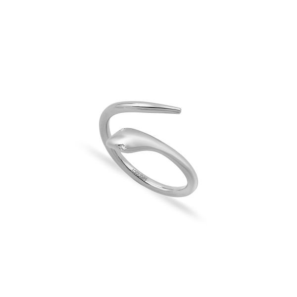 14K DIAMOND EYE SNAKE ADJUSTABLE RING