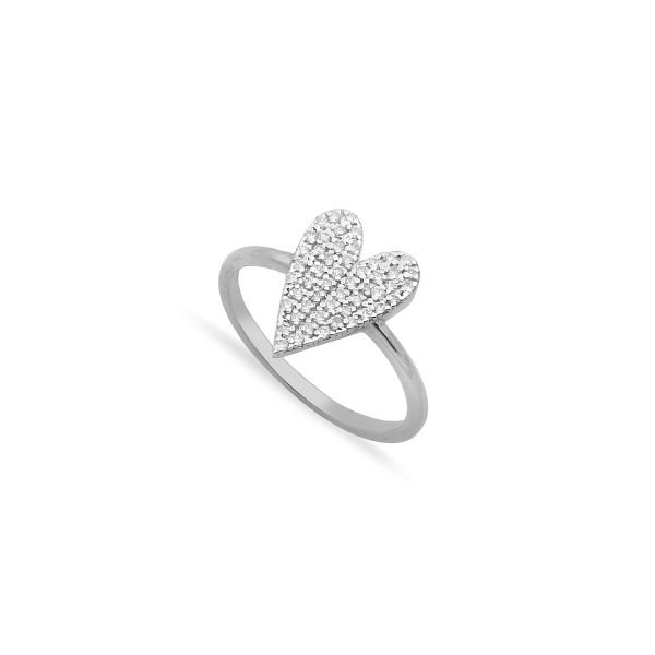 14K PAVE DIAMOND HEART RING