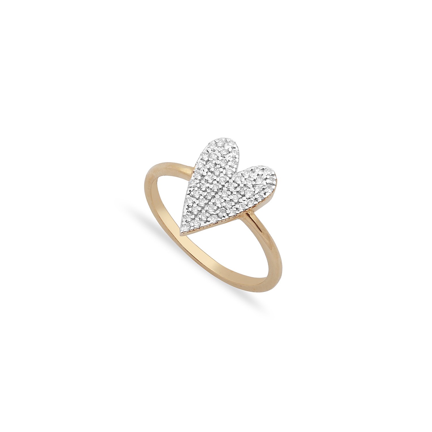 14K PAVE DIAMOND HEART RING