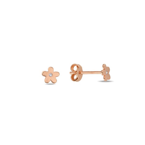 14K DIAMOND MINI FLOWER STUD EARRINGS
