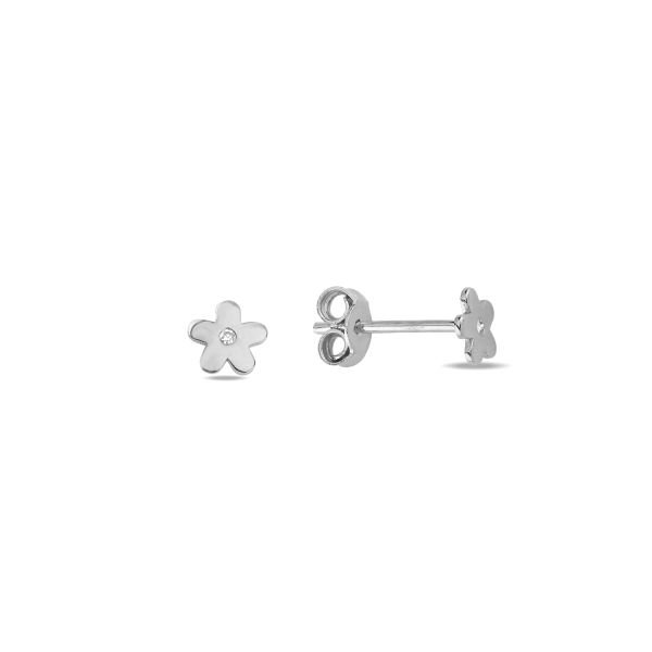 14K DIAMOND MINI FLOWER STUD EARRINGS