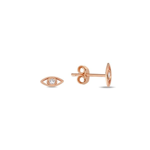 14K DIAMOND EVIL EYE STUD EARRINGS