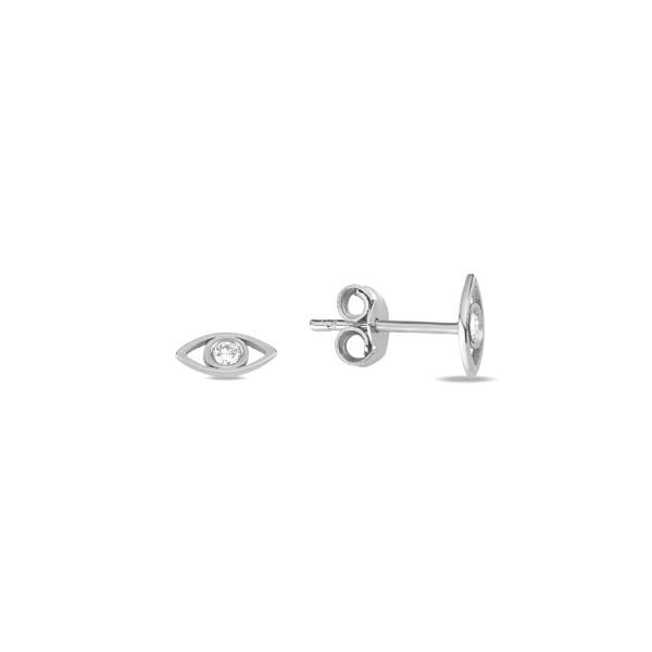 14K DIAMOND EVIL EYE STUD EARRINGS