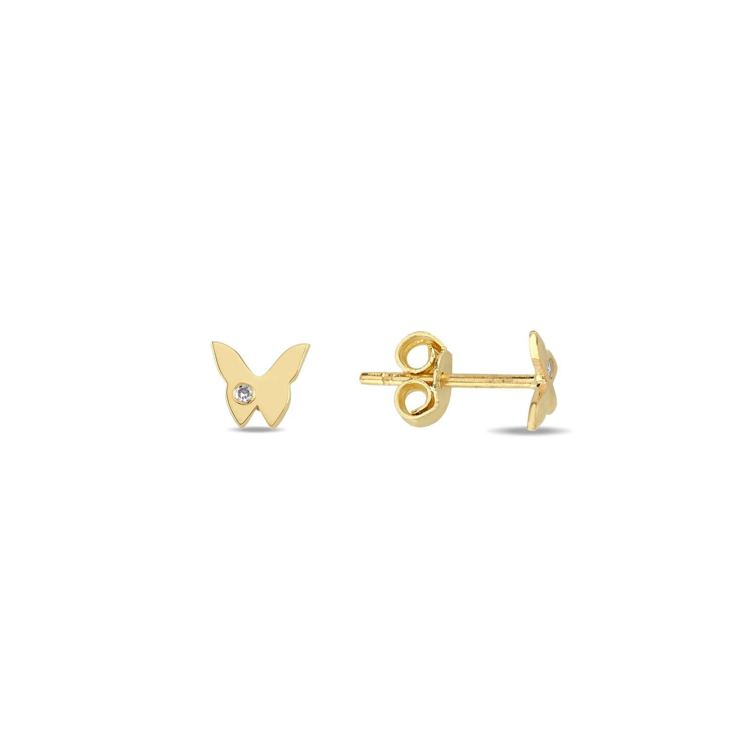 14K DIAMOND BUTTERFLY STUD EARRINGS