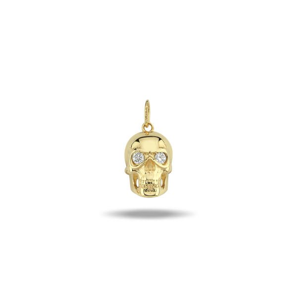 14K SKULL DIAMOND CHARM