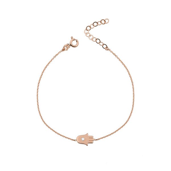 14K HAMSA HAND DIAMOND DOT BRACELET