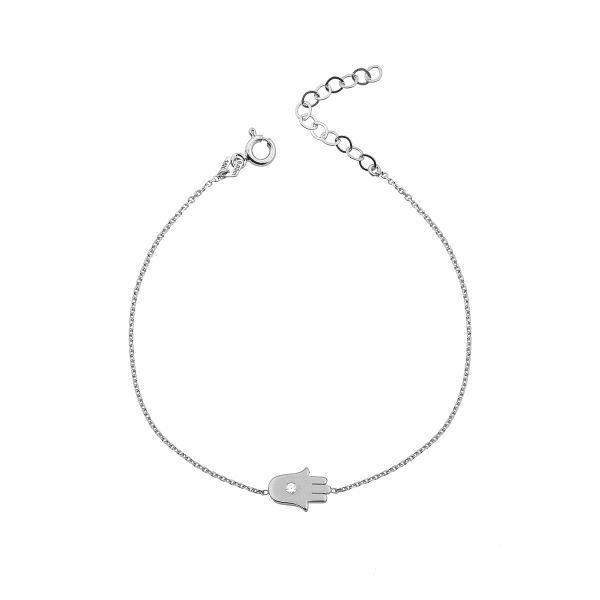 14K HAMSA HAND DIAMOND DOT BRACELET