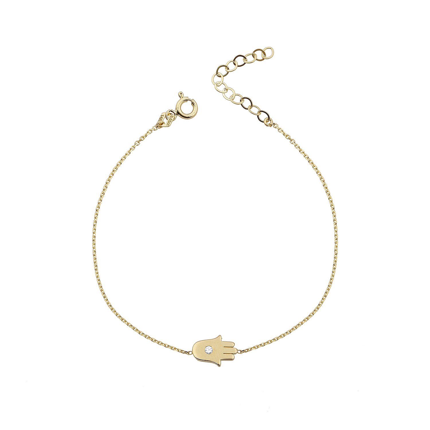 14K HAMSA HAND DIAMOND DOT BRACELET