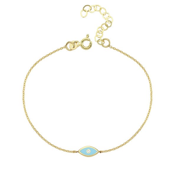 14K ENAMEL EVIL EYE DIAMOND DOT BRACELET