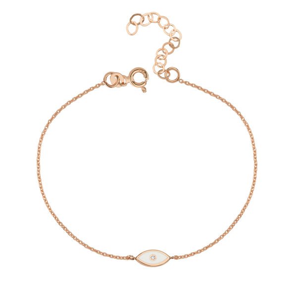 14K ENAMEL EVIL EYE DIAMOND DOT BRACELET