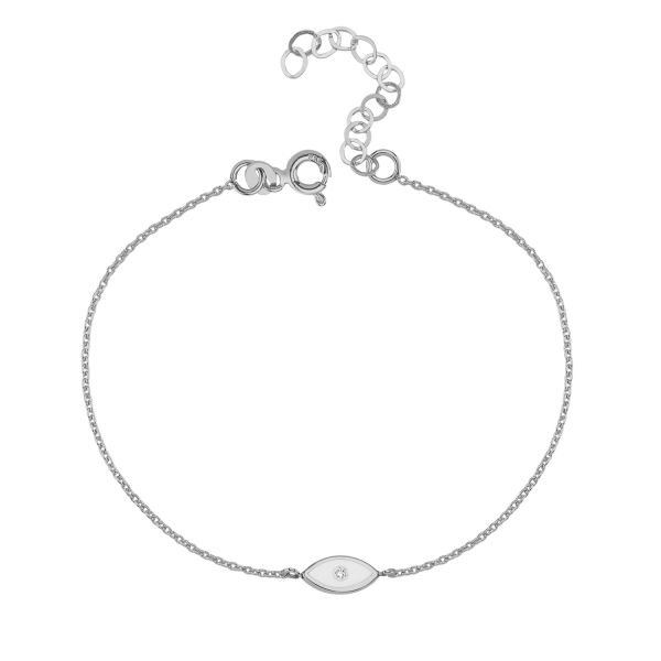 14K ENAMEL EVIL EYE DIAMOND DOT BRACELET