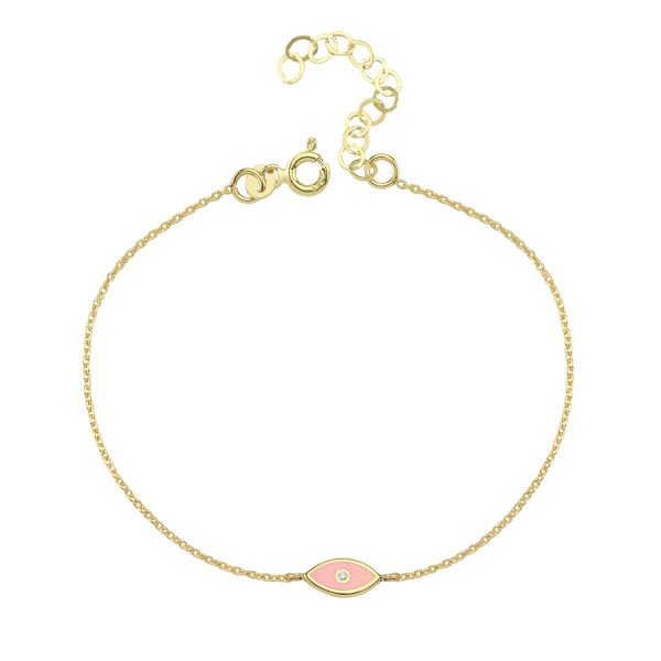 14K ENAMEL EVIL EYE DIAMOND DOT BRACELET