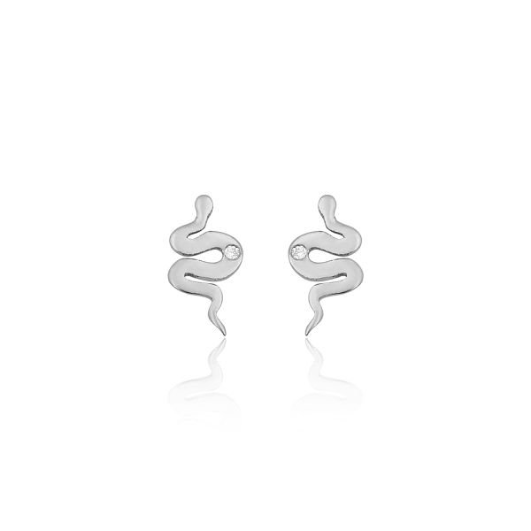 14K SNAKE DIAMOND DOT STUD EARRINGS