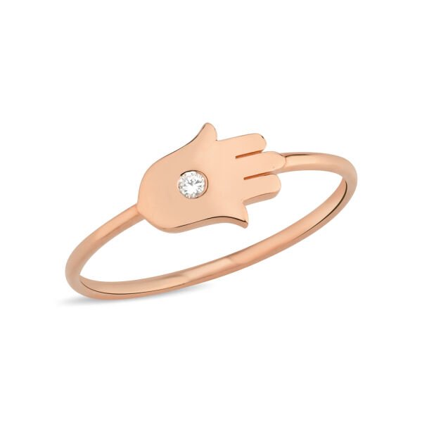 14K DIAMOND HAMSA HAND RING