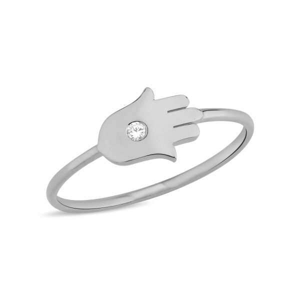 14K DIAMOND HAMSA HAND RING