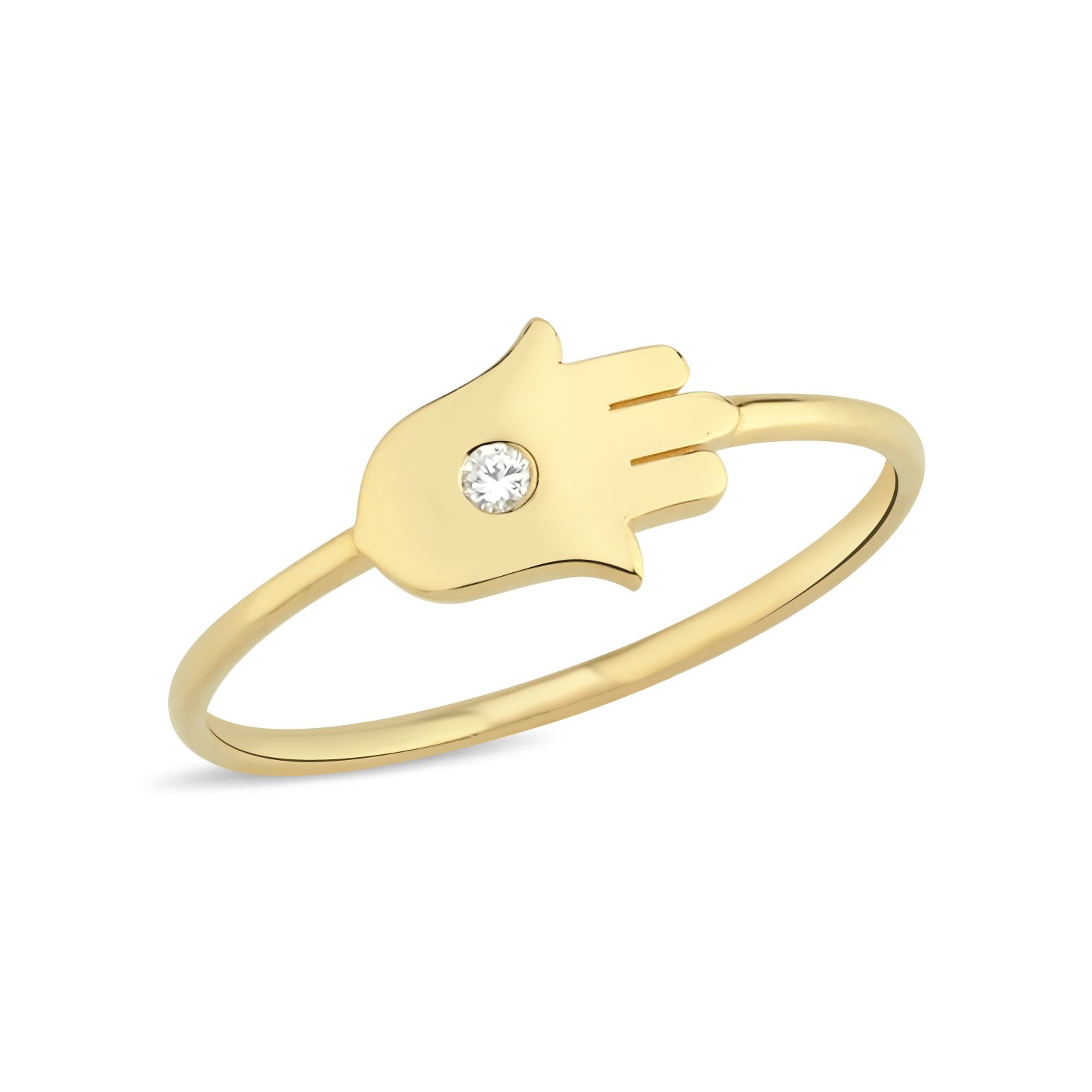 14K DIAMOND HAMSA HAND RING