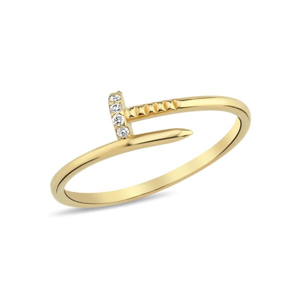 14K DIAMOND NAIL RING