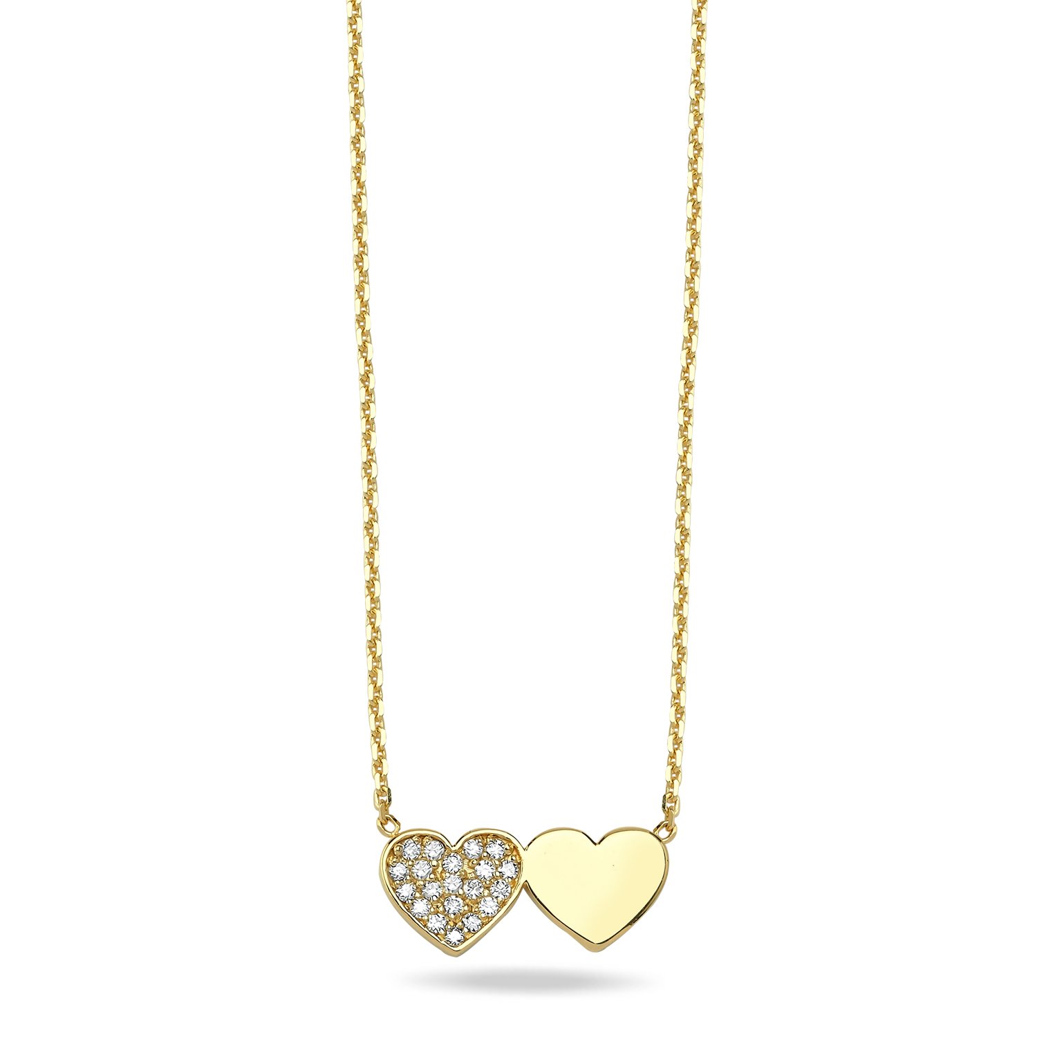 14K DIAMOND DOUBLE HEART NECKLACE