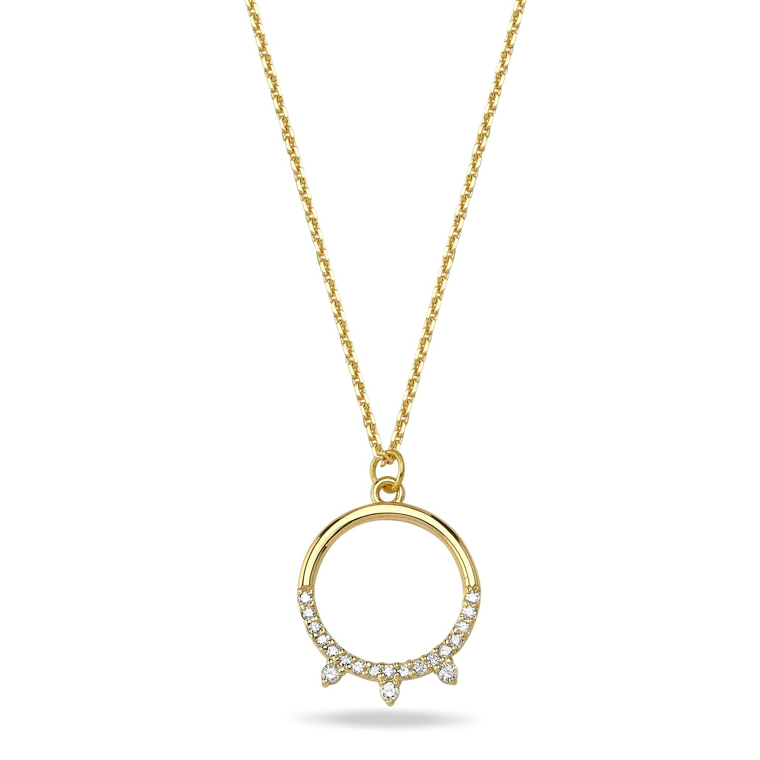 14K DIAMOND CIRCLE PENDANT NECKLACE
