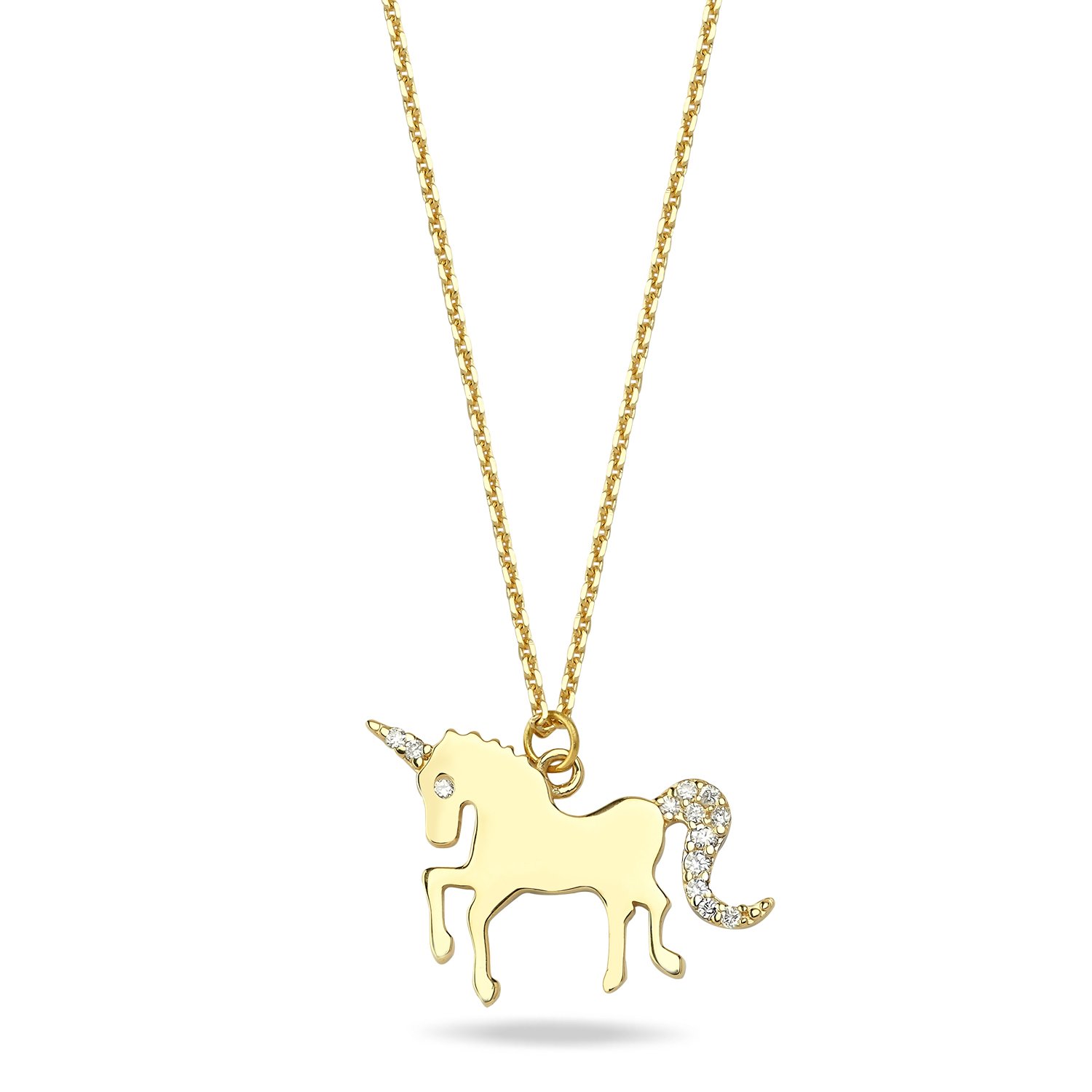 14K DIAMOND UNICORN NECKLACE