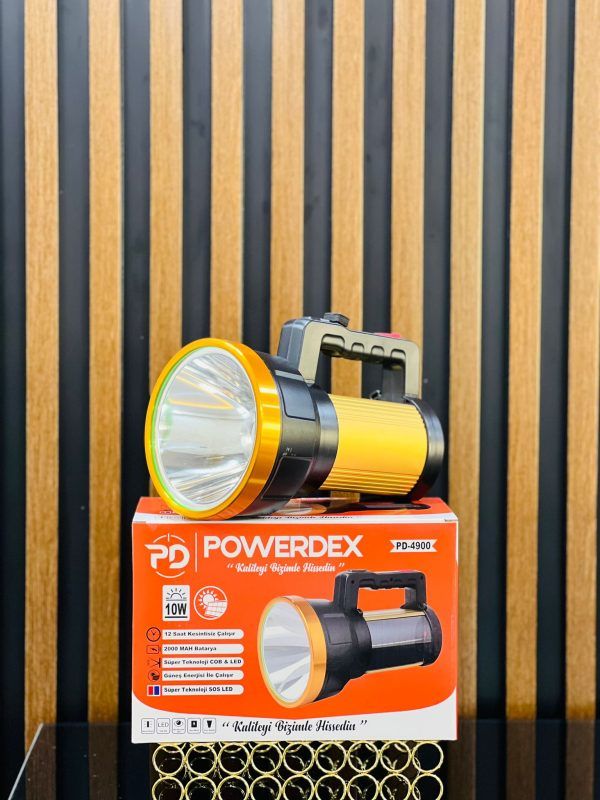 Powerdex PD-4900 10W Şarjlı ve Güneş Enerjili El Feneri