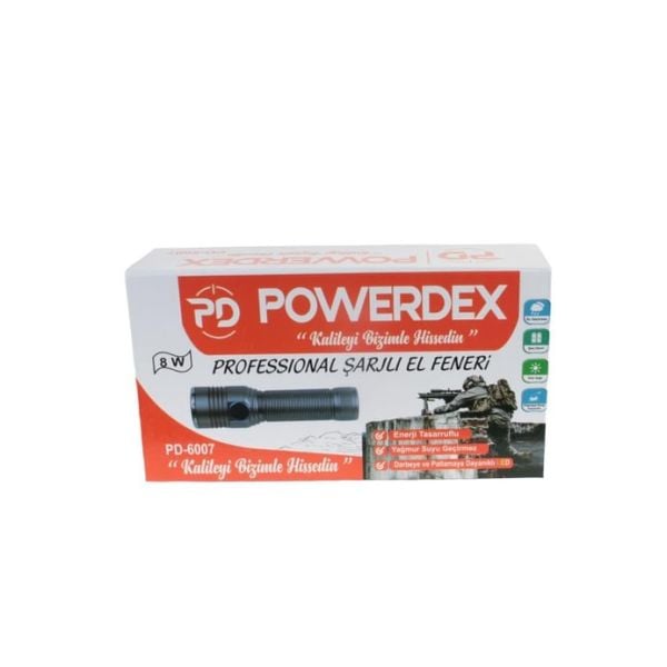 Powerdex PD-6007 Su Geçirmez Şarjlı El Feneri